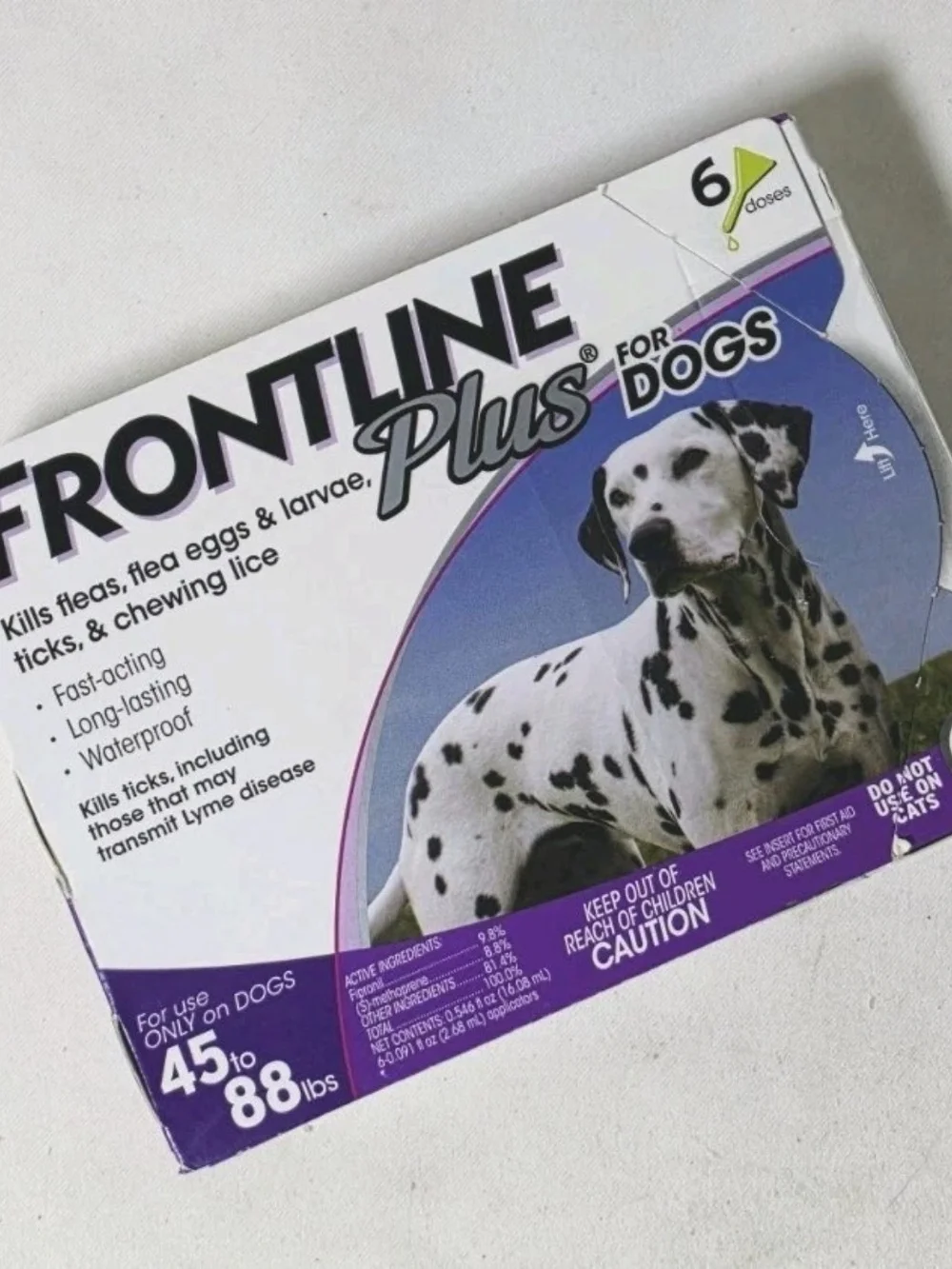 FRONTLINE Plus for Dogs Flea and Tick Treatment, Large Dog, 45-88 lb, 6 Doses
